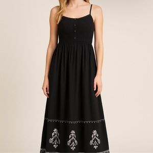 Beautiful Black & White Embroidered Maxi Summer Dress